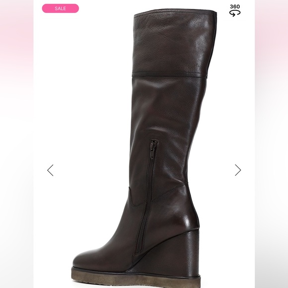 Rich brown wedged  leather boots MSRP $278- on sale for $143 on Cafenoir site - Picture 2 of 7